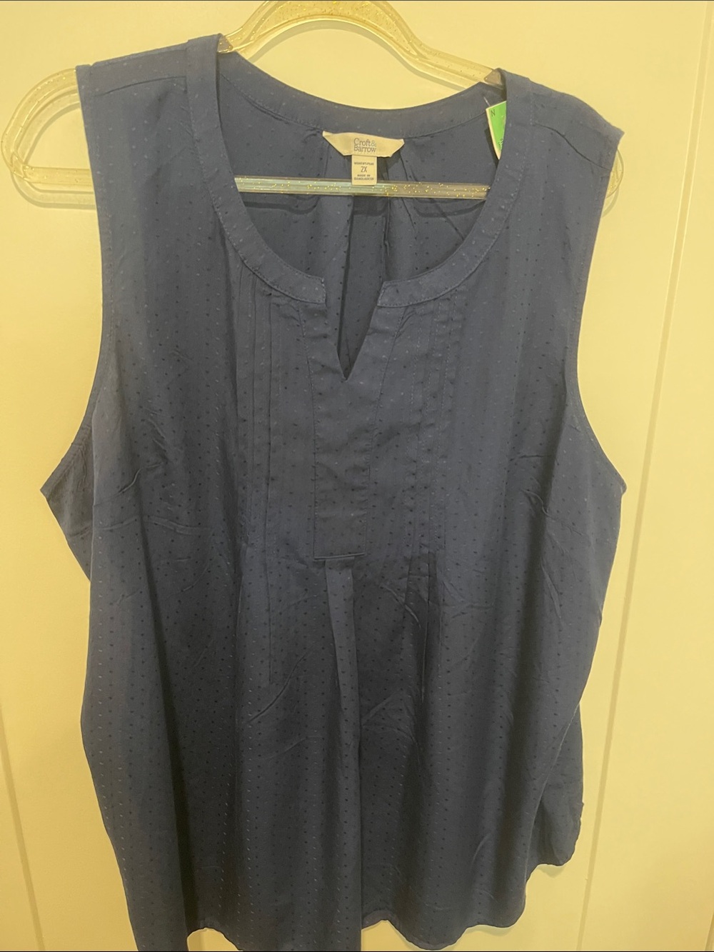 croft & barrow Navy Sleeveless Split-Detail Tank
